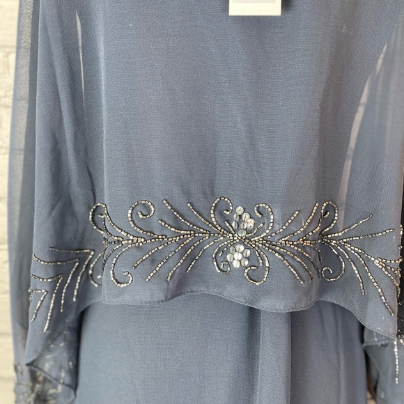 J Kara Gray Beaded Boat Neck Caplet Dress size 4 NWT Formal Mother of the Bride - Picture 12 of 14
